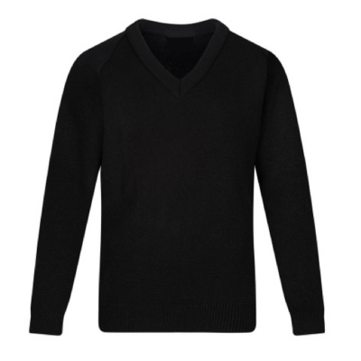 The Forest Academy Knitted V-Neck Jumper (Plain BLACK)